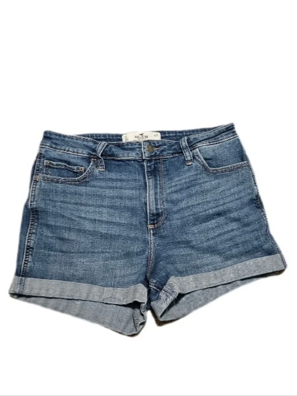 Vintage Blue Denim Roll-Cuff Women's Shorts